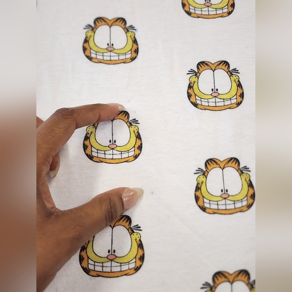 Garfield Men's White T-Shirt with Cartoon Printed Head Graphic Design, sz MD - Picture 9 of 13